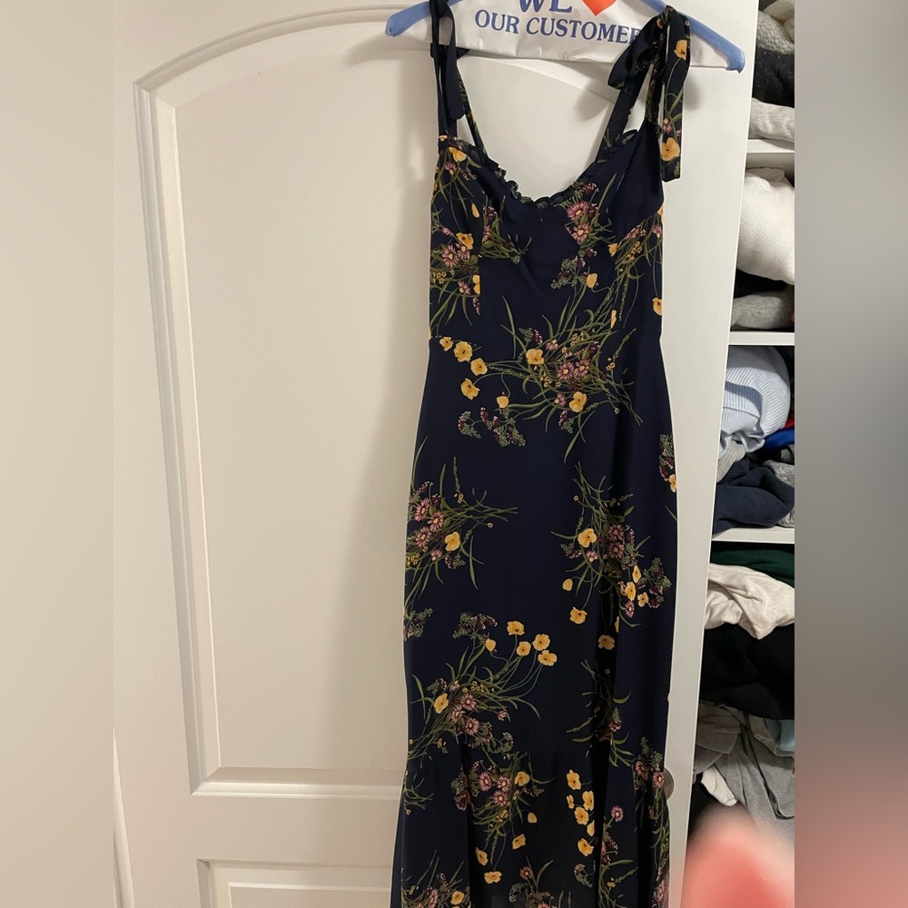 Reformation Floral Navy Dress